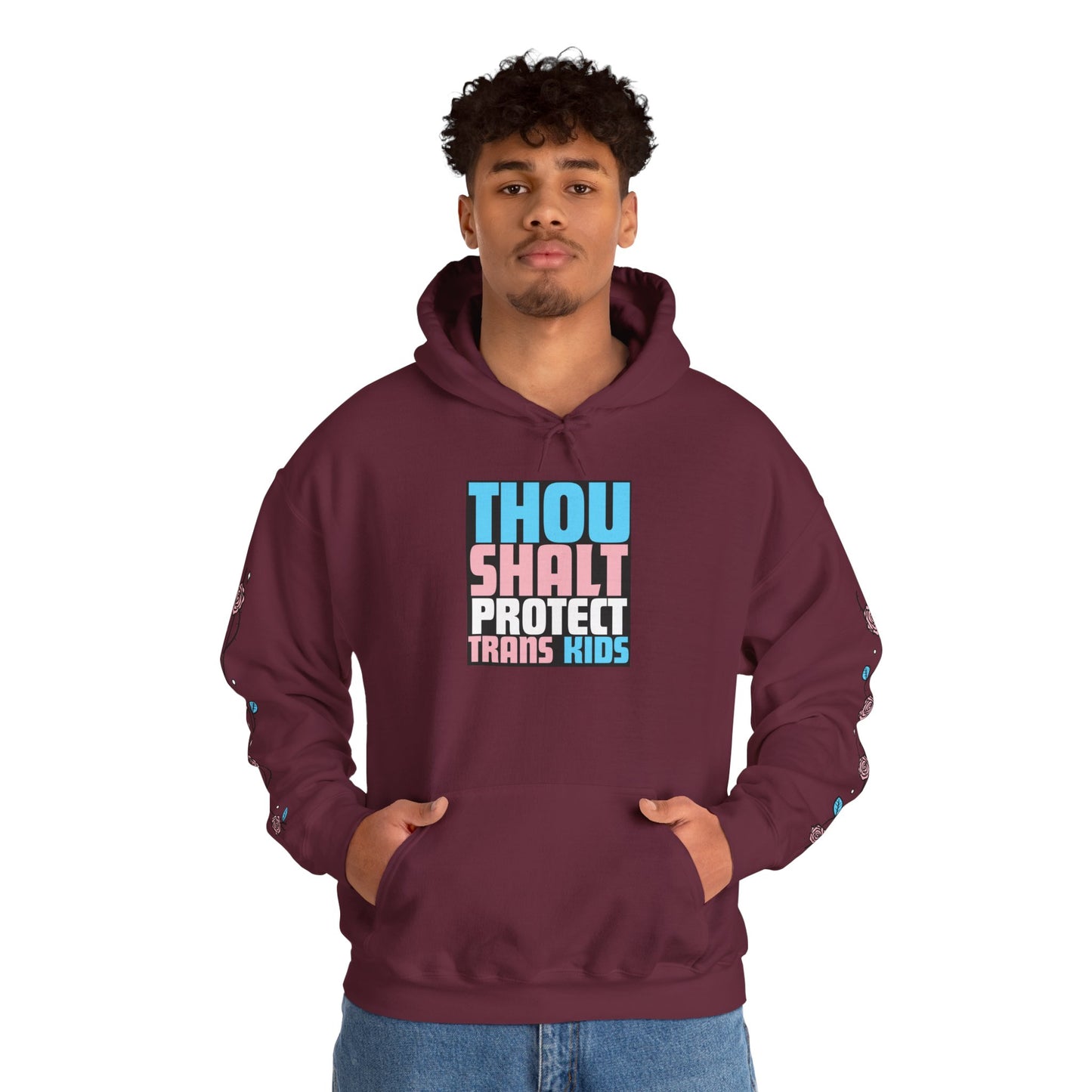 Thou Shalt Protect Trans Kids - Rose Edition Hoodie