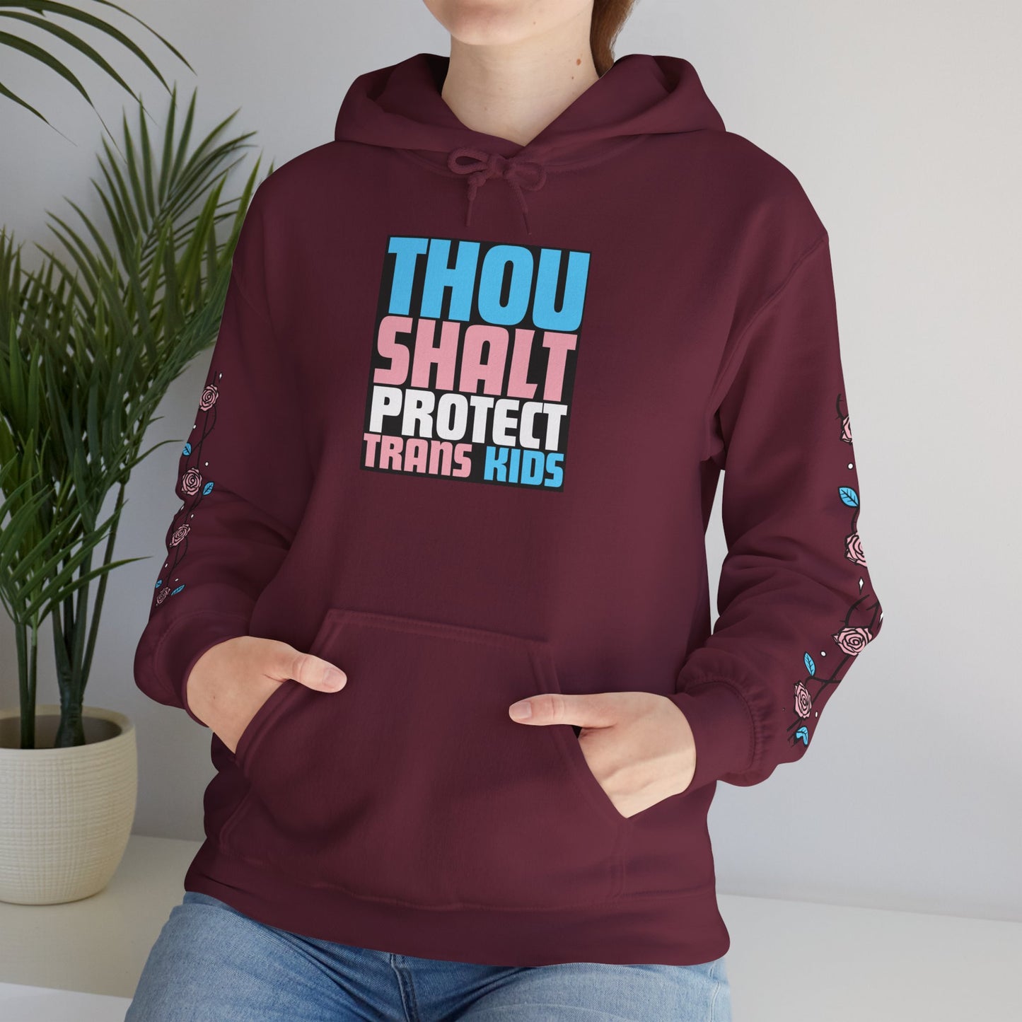 Thou Shalt Protect Trans Kids - Rose Edition Hoodie